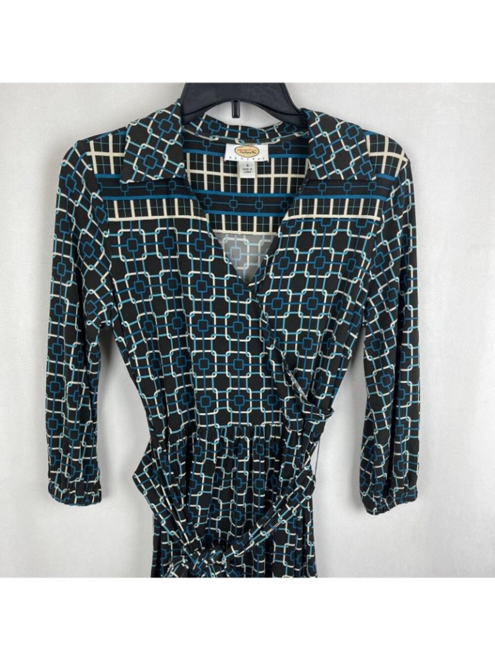 Talbots Women 3/4 Sleeve Pullover V Neck Print Dress Size 4 - Picture 8 of 11